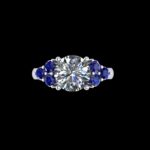 One Stone with blue stones Engagement Rings