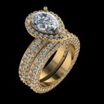 Double Emerald Engagement Pear Shaped Ring Mounting