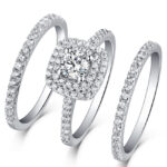 One Round Shape Square Solitaire Engagement Two plaine Rings Mounting