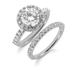 Double Halo-Style Dual Engagement Ring and band