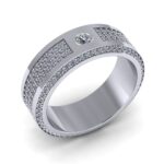 Accented Grooved Band with Diamond Stone Finish