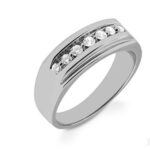 Grooved Comfort-Fit Flat One Line Stone Band